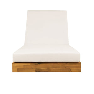 English Elm Boat-shape Acacia Wood Outdoor Chaise Lounge Slatted Teak Finish Poolside Recliner N770P380117T_65429.00CUSH