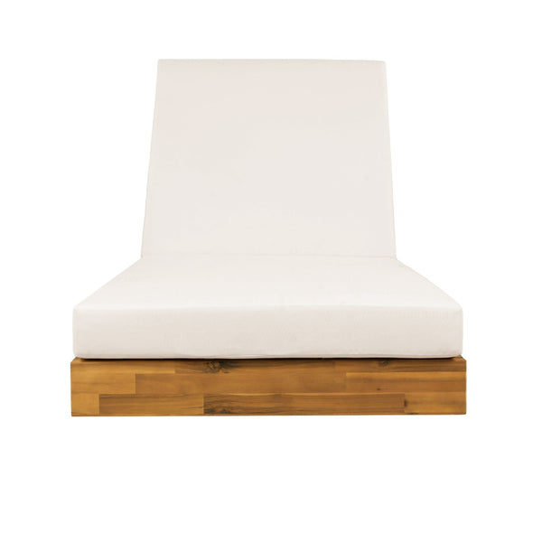 English Elm Boat-shape Acacia Wood Outdoor Chaise Lounge Slatted Teak Finish Poolside Recliner N770P380117T_65429.00CUSH