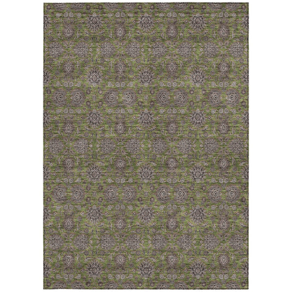 Homeroots 3' Chocolate And Gray Floral Washable Area Rug For Indoor And Outdoor Spaces, Durable Design 9' X 12' Polyester 582300
