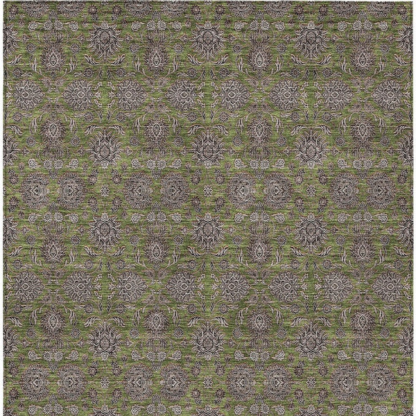 Homeroots 3' Chocolate And Gray Floral Washable Area Rug For Indoor And Outdoor Spaces, Durable Design 9' X 12' Polyester 582300