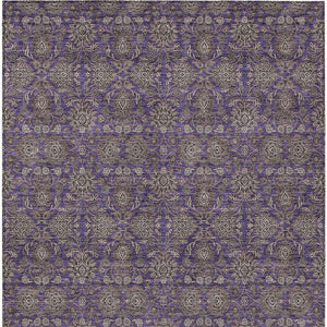 Homeroots 3' Chocolate And Gray Floral Washable Area Rug For Indoor And Outdoor Spaces, Durable Design 5' X 8' Polyester 582303