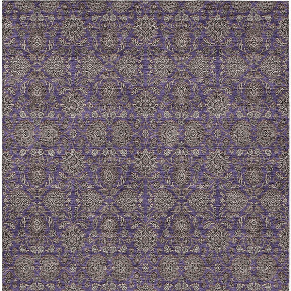 Homeroots 3' Chocolate And Gray Floral Washable Area Rug For Indoor And Outdoor Spaces, Durable Design 5' X 8' Polyester 582303