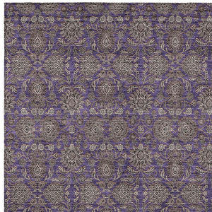Homeroots 3' Chocolate And Gray Floral Washable Area Rug For Indoor And Outdoor Spaces, Durable Design 5' X 8' Polyester 582303