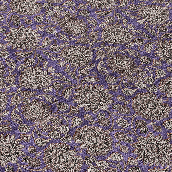 Homeroots 3' Chocolate And Gray Floral Washable Area Rug For Indoor And Outdoor Spaces, Durable Design 8' Round Polyester 582304