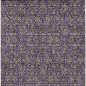 Homeroots 3' Chocolate And Gray Floral Washable Area Rug For Indoor And Outdoor Spaces, Durable Design 9' X 12' Polyester 582306