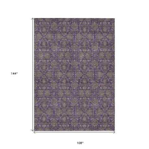 Homeroots 3' Chocolate And Gray Floral Washable Area Rug For Indoor And Outdoor Spaces, Durable Design 9' X 12' Polyester 582306