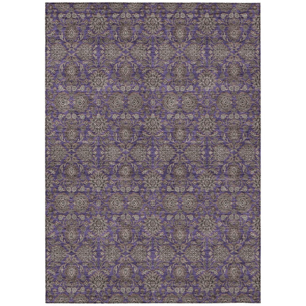 HomeRoots 9' Timeless Floral Washable Area Rug in Purple, Beige & Taupe – Perfect for Indoor & Outdoor Spaces 9' X 12' 582306