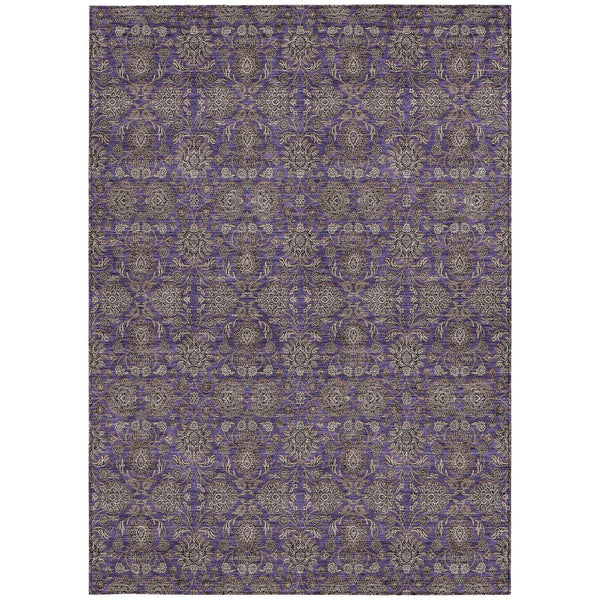 Homeroots 3' Chocolate And Gray Floral Washable Area Rug For Indoor And Outdoor Spaces, Durable Design 10' X 14' Polyester 582307