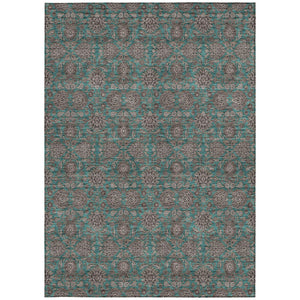 Homeroots 3' Chocolate And Gray Floral Washable Area Rug For Indoor And Outdoor Spaces, Durable Design 3' X 5' Polyester 582308