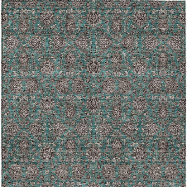 Homeroots 3' Chocolate And Gray Floral Washable Area Rug For Indoor And Outdoor Spaces, Durable Design 8' X 10' Polyester 582311