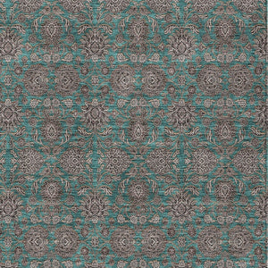 Homeroots 3' Chocolate And Gray Floral Washable Area Rug For Indoor And Outdoor Spaces, Durable Design 8' X 10' Polyester 582311