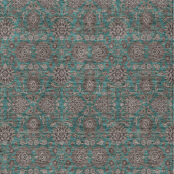 Homeroots 3' Chocolate And Gray Floral Washable Area Rug For Indoor And Outdoor Spaces, Durable Design 8' X 10' Polyester 582311