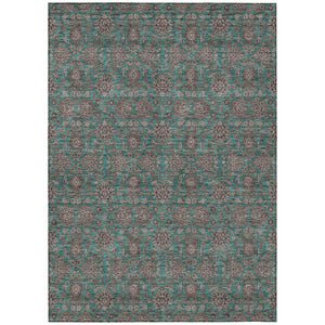 HomeRoots 9' Elegant Teal Blue Floral Area Rug - Durable Washable Design for Indoor and Outdoor Spaces 9' X 12' 582312