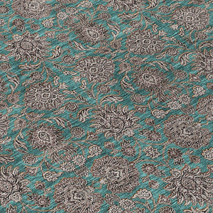 Homeroots 3' Chocolate And Gray Floral Washable Area Rug For Indoor And Outdoor Spaces, Durable Design 10' X 14' Polyester 582313