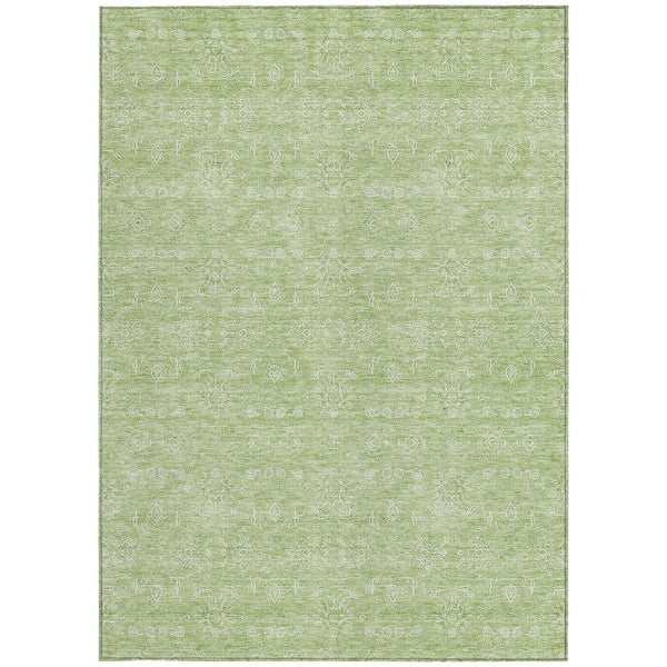 Homeroots 3' Floral Washable Area Rug In Artichoke Green Mint Green & Ivory For Indoor/Outdoor Spaces 3' X 5' Polyester 582314