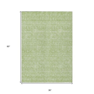Homeroots 3' Floral Washable Area Rug In Artichoke Green Mint Green & Ivory For Indoor/Outdoor Spaces 3' X 5' Polyester 582314