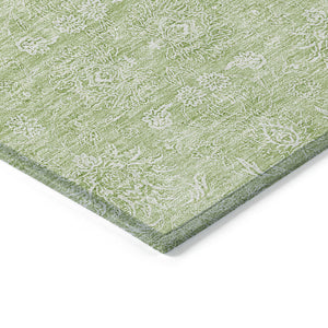Homeroots 3' Floral Washable Area Rug In Artichoke Green Mint Green & Ivory For Indoor/Outdoor Spaces 5' X 8' Polyester 582315
