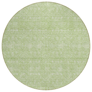 HomeRoots 5' Floral Washable Area Rug in Artichoke Green and Mint - Durable, Stylish for Indoor & Outdoor Use 8' Round 582316