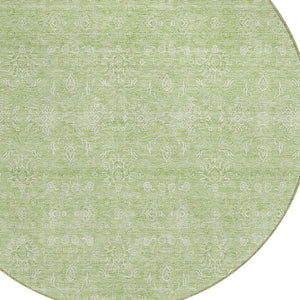 HomeRoots 5' Floral Washable Area Rug in Artichoke Green and Mint - Durable, Stylish for Indoor & Outdoor Use 8' Round 582316