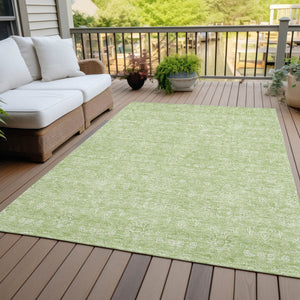 Homeroots 3' Floral Washable Area Rug In Artichoke Green Mint Green & Ivory For Indoor/Outdoor Spaces 8' X 10' Polyester 582317