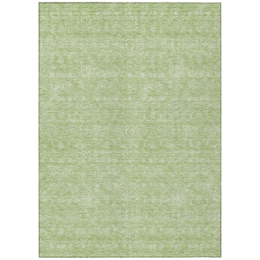 HomeRoots 5' Floral Washable Area Rug in Artichoke Green and Mint - Durable, Stylish for Indoor & Outdoor Use 8' X 10' 582317