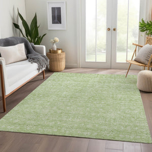 Homeroots 3' Floral Washable Area Rug In Artichoke Green Mint Green & Ivory For Indoor/Outdoor Spaces 8' X 10' Polyester 582317