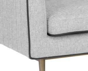 Sunpan Batavia Armchair - Bold Design with Channel Tufting, Sleek Piping, and a Stylish Bronze Base Belfast Heather Grey
