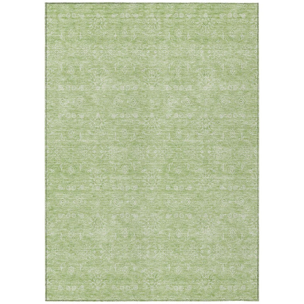 HomeRoots 9' Floral Area Rug in Artichoke Green, Mint Green & Ivory – Durable, Washable for Indoor/Outdoor Use 9' X 12' 582318