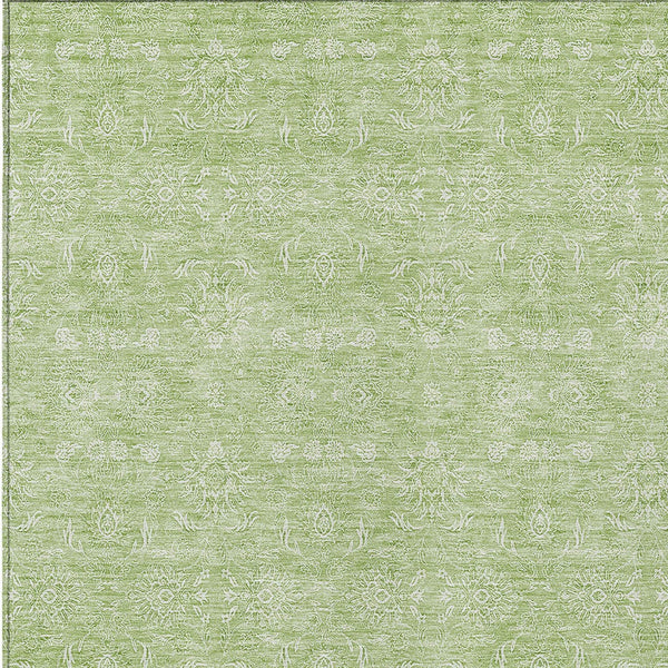 Homeroots 3' Floral Washable Area Rug In Artichoke Green Mint Green & Ivory For Indoor/Outdoor Spaces 10' X 14' Polyester 582319