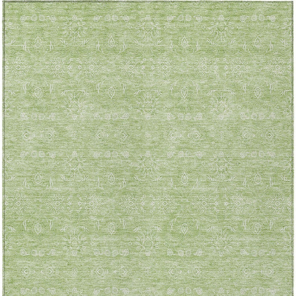 Homeroots 3' Floral Washable Area Rug In Artichoke Green Mint Green & Ivory For Indoor/Outdoor Spaces 10' X 14' Polyester 582319