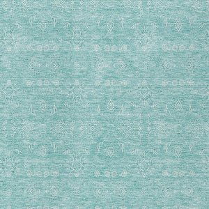 Homeroots 3' Floral Washable Area Rug In Artichoke Green Mint Green & Ivory For Indoor/Outdoor Spaces 3' X 5' Polyester 582320