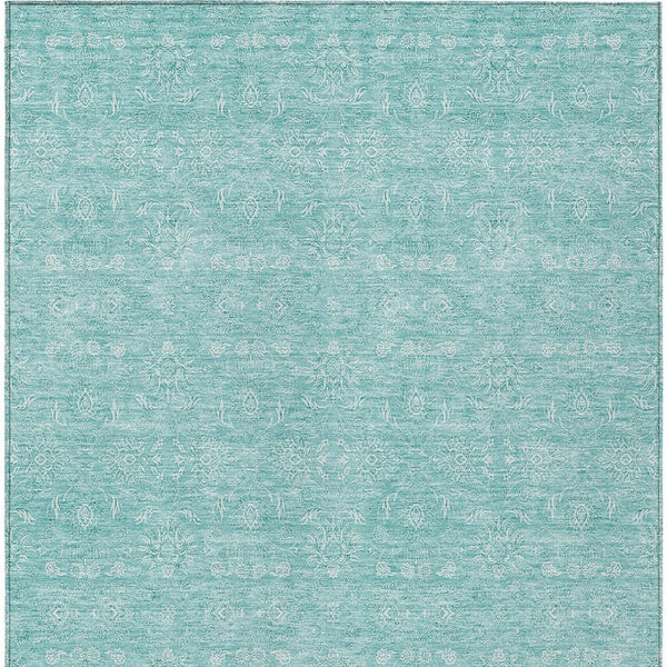 Homeroots 3' Floral Washable Area Rug In Artichoke Green Mint Green & Ivory For Indoor/Outdoor Spaces 3' X 5' Polyester 582320