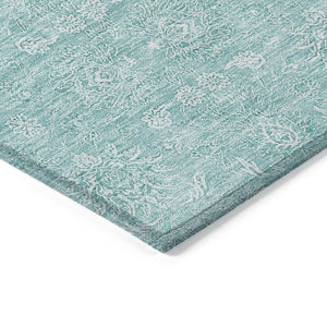 Homeroots 3' Floral Washable Area Rug In Artichoke Green Mint Green & Ivory For Indoor/Outdoor Spaces 5' X 8' Polyester 582321