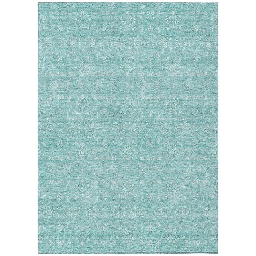 HomeRoots 5' Aqua and Ivory Floral Area Rug – Stylish, Durable, Washable for Indoor and Outdoor Spaces 8' X 10' 582323