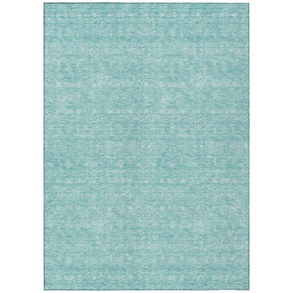 HomeRoots 5' Aqua and Ivory Floral Area Rug – Stylish, Durable, Washable for Indoor and Outdoor Spaces 8' X 10' 582323