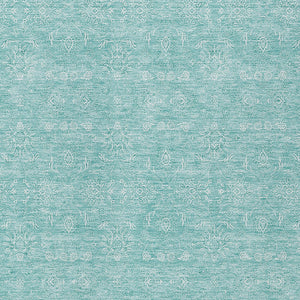 Homeroots 3' Floral Washable Area Rug In Artichoke Green Mint Green & Ivory For Indoor/Outdoor Spaces 8' X 10' Polyester 582323