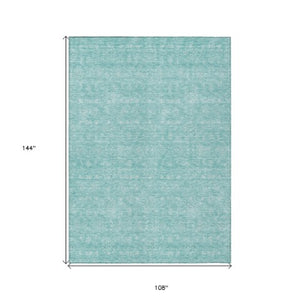 Homeroots 3' Floral Washable Area Rug In Artichoke Green Mint Green & Ivory For Indoor/Outdoor Spaces 9' X 12' Polyester 582324
