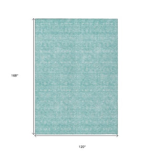 Homeroots 3' Floral Washable Area Rug In Artichoke Green Mint Green & Ivory For Indoor/Outdoor Spaces 10' X 14' Polyester 582325