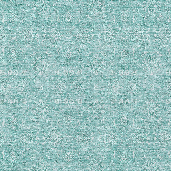 Homeroots 3' Floral Washable Area Rug In Artichoke Green Mint Green & Ivory For Indoor/Outdoor Spaces 10' X 14' Polyester 582325