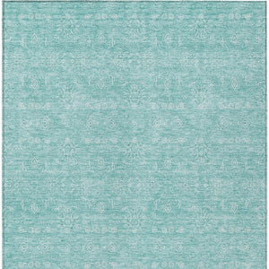 Homeroots 3' Floral Washable Area Rug In Artichoke Green Mint Green & Ivory For Indoor/Outdoor Spaces 10' X 14' Polyester 582325
