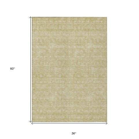 Homeroots 3' Floral Washable Area Rug In Artichoke Green Mint Green & Ivory For Indoor/Outdoor Spaces 3' X 5' Polyester 582326