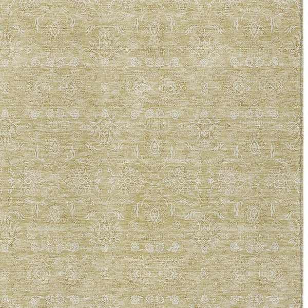Homeroots 3' Floral Washable Area Rug In Artichoke Green Mint Green & Ivory For Indoor/Outdoor Spaces 3' X 5' Polyester 582326