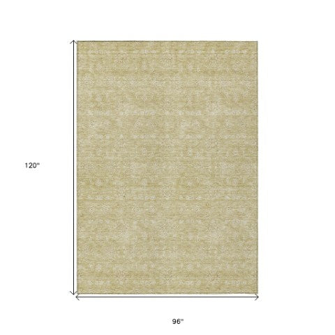 Homeroots 3' Floral Washable Area Rug In Artichoke Green Mint Green & Ivory For Indoor/Outdoor Spaces 8' X 10' Polyester 582329
