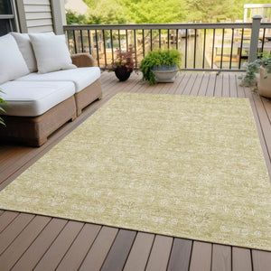 Homeroots 3' Floral Washable Area Rug In Artichoke Green Mint Green & Ivory For Indoor/Outdoor Spaces 8' X 10' Polyester 582329