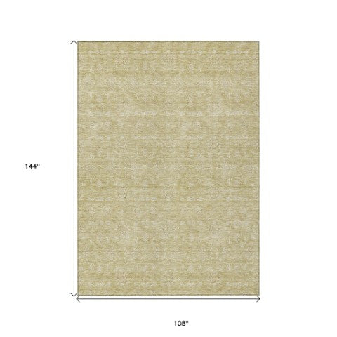 Homeroots 3' Floral Washable Area Rug In Artichoke Green Mint Green & Ivory For Indoor/Outdoor Spaces 9' X 12' Polyester 582330