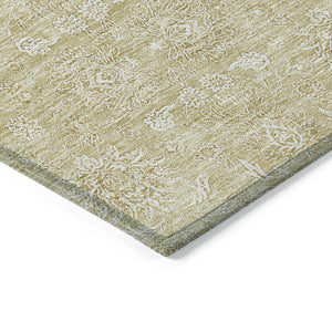 Homeroots 3' Floral Washable Area Rug In Artichoke Green Mint Green & Ivory For Indoor/Outdoor Spaces 10' X 14' Polyester 582331