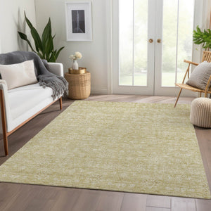 Homeroots 3' Floral Washable Area Rug In Artichoke Green Mint Green & Ivory For Indoor/Outdoor Spaces 10' X 14' Polyester 582331