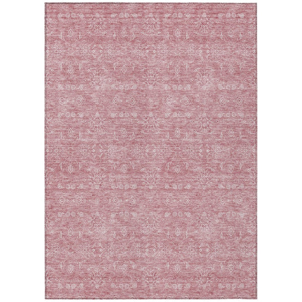 HomeRoots 5' Durable Blush Pink and Ivory Floral Area Rug - Machine Washable for Indoor and Outdoor Use 10' X 14' 582337