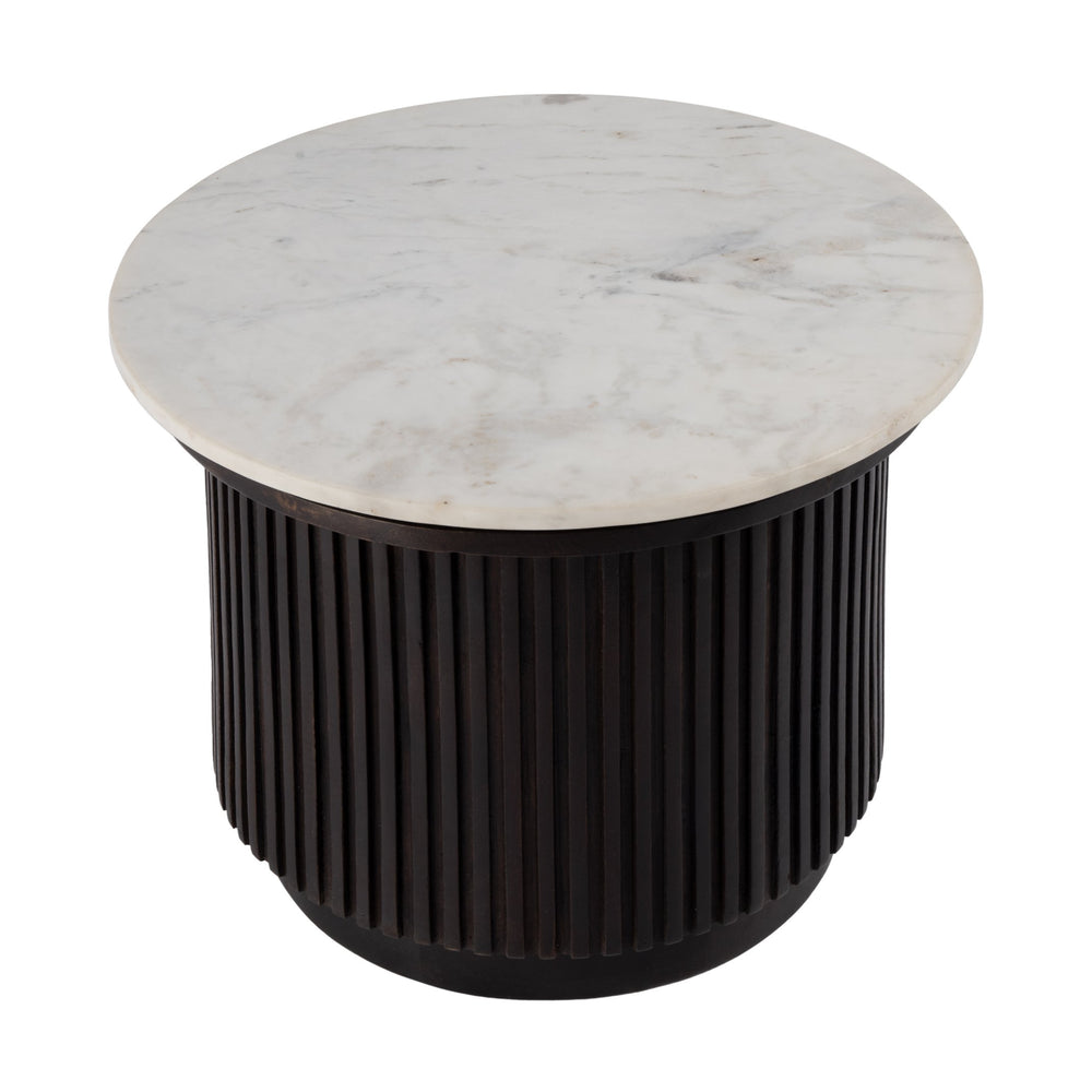Butler Specialty Butler Georgia 22" Ribbed Marble And Wood Side Table - Elegant Accent For Living Rooms & Bedrooms Brown,White Mango Wood,Marble 5823389-butler