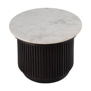 Butler Specialty Butler Georgia 22" Ribbed Marble And Wood Side Table - Elegant Accent For Living Rooms & Bedrooms Brown,White Mango Wood,Marble 5823389-butler
